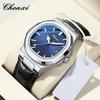 CHENXI Watches For Male Classic Fashion Concise Belt Strap Quartz Calendar Luminous Waterproof Round Silver Men's Watch