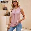 BITCED Damskie Modne Codzienne Jednokolorowe z Nadrukiem Bez Rękawów Dekolt V Bluzki & Koszule