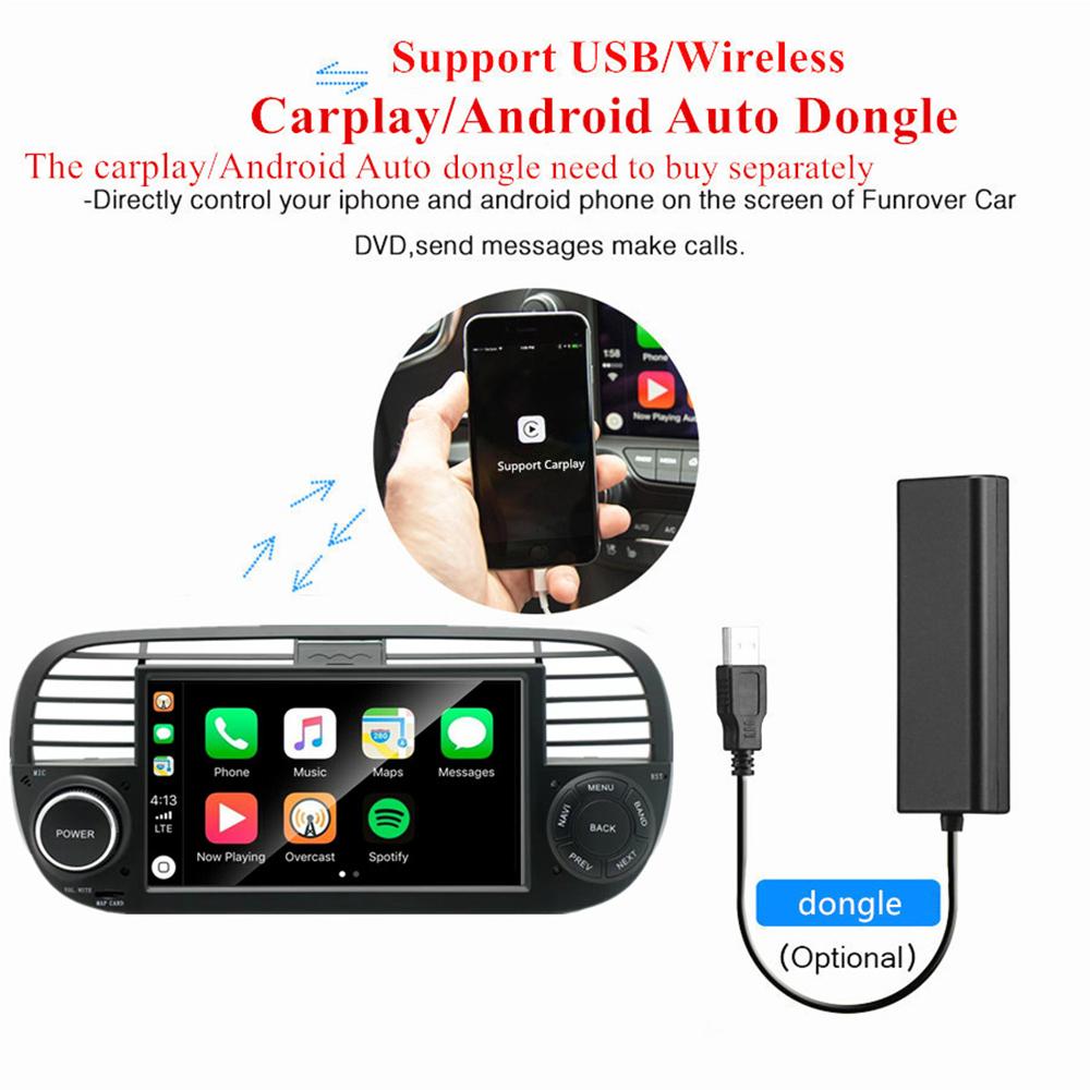 7'' Android 11 Car Radio Stereo Navi Player GPS Wifi FM For Fiat 500 2007-2015