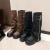 Fashion Designer Thick Soled Boots Western Knight Boots Long Tube Boots for Women in Autumn and Winter, Knee Length Slim High Tube Boot