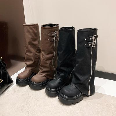 Designer Thick Soled Boots Western Knight Boots Long Tube Boots for Women In Autumn and Winter, Knee Length Slim High Tube Boot