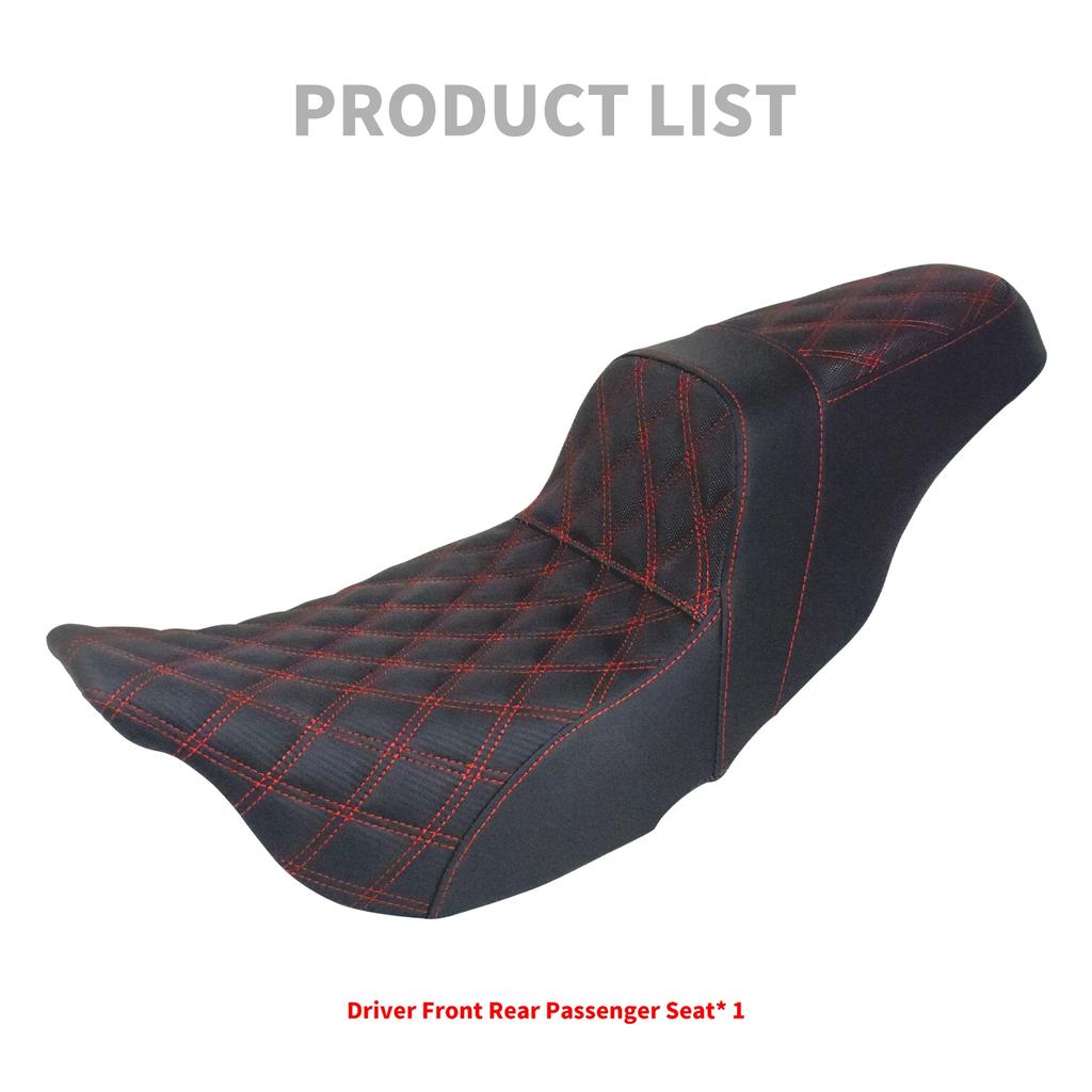 Two Up Driver Front Rear Cushion Seat Motorcycle Red/Blue/Orange Passenger Seat For Harley Touring Road Street Glide 2009-2023