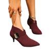 Fashion Hot Seller Fashion Metal Belt Buckle Decoration Ankle Boots Women Autumn Sexy Pointed Toe High Heel Boots Suede Side Zip Booties