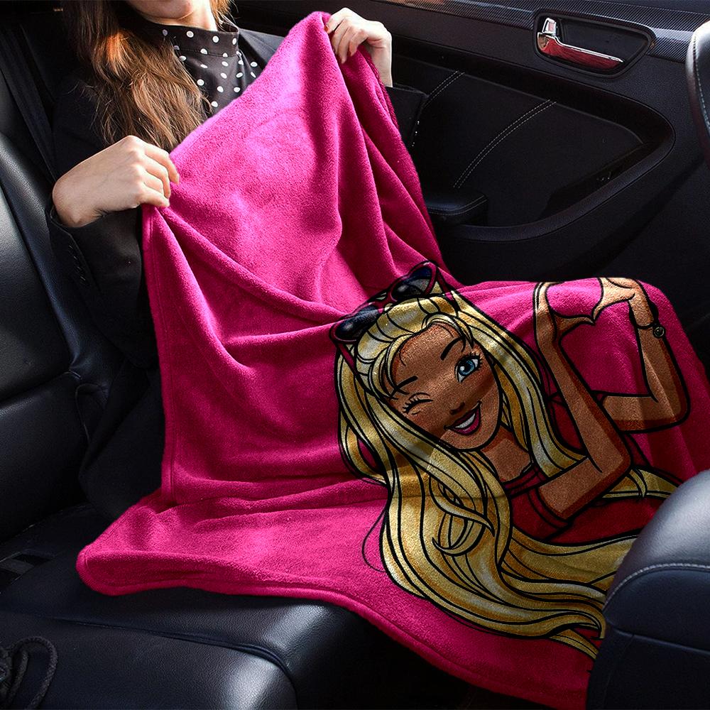 1Pc Barbie'S Heartfelt Gesture Blanket Soft Throw Blanket For Home Bedroom Bed Sofa Travel Office Solid Christmas Blanket
