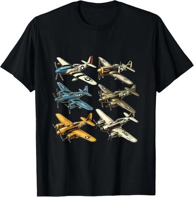 WK2 Kriegsflugzeuge P51 Mustang F4U Corsair Spitfire P40 Warhawk T-Shirt