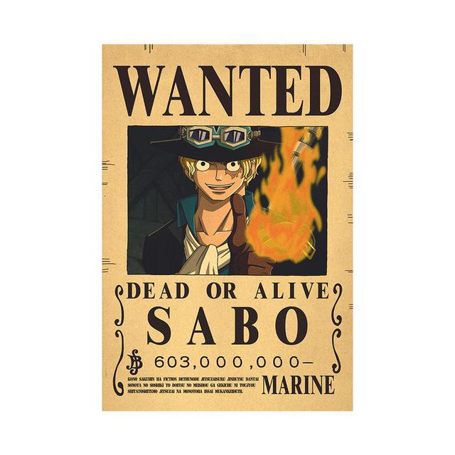 New Anime One Piece Luffy 3 Billion Bounty Wanted Posters Four Emperors Kid Action Figures Vintage Wall Decoration Poster Toys