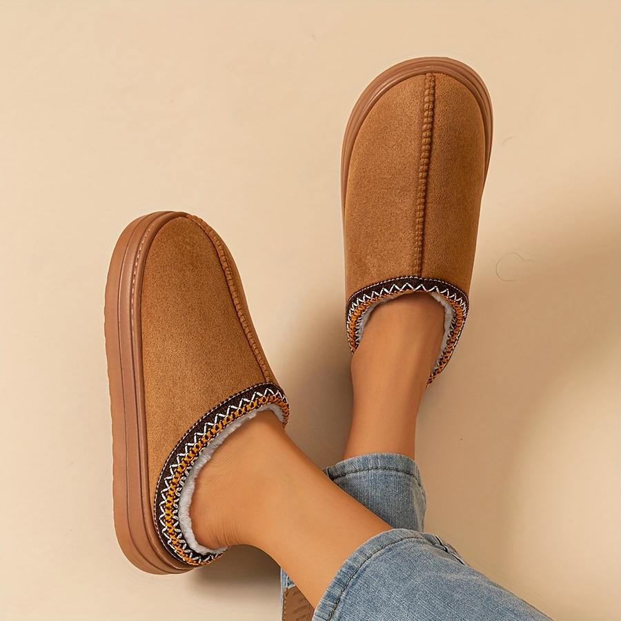 Winter Indoor And Outdoor Solid Color Thick-soled Non-slip Lightweight Warm Ladies Slippers