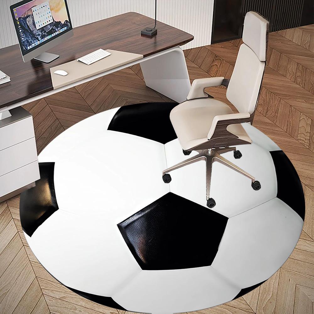 1pc soccer ball Round Chair mat Area Rug - Non-Slip, Floor Mat for Office, Bedroom, and Indoor Decor c1118049