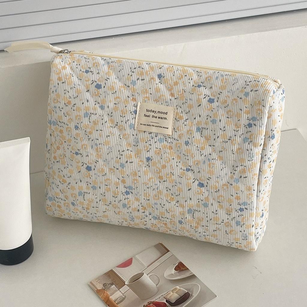 Cord-Blumen-Kosmetiktasche für Damen, große Kapazität, Kulturtasche, süß, hohe Qualität, Kosmetik-Organizer, Aufbewahrungstasche
