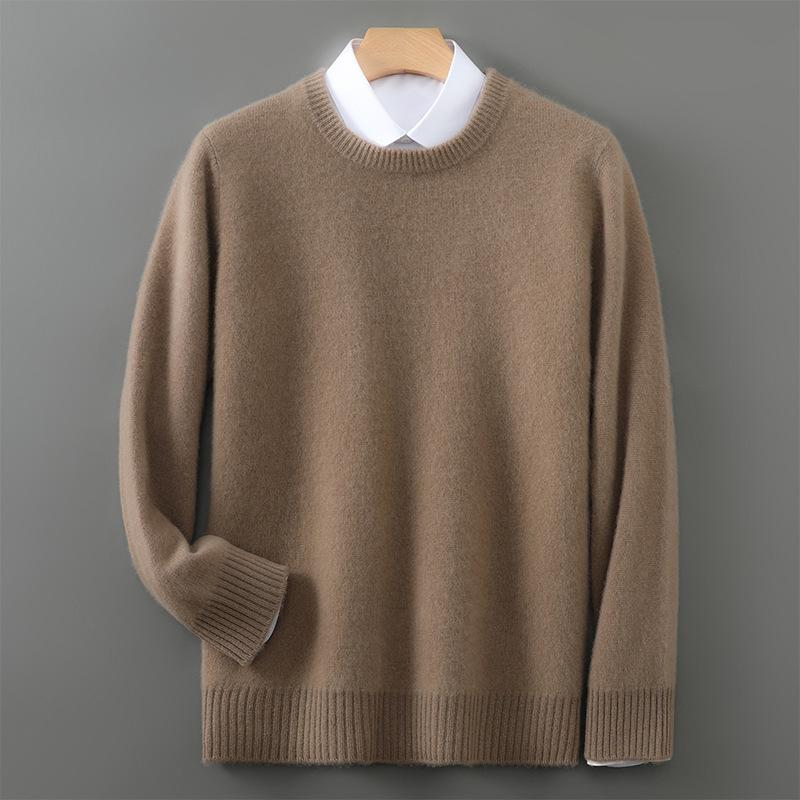 2025 Men s Wool Sweater: Round Neck, Thick, High-End Knit, Loose & Comfortable Base Layer for Autumn/Winter. XXXL