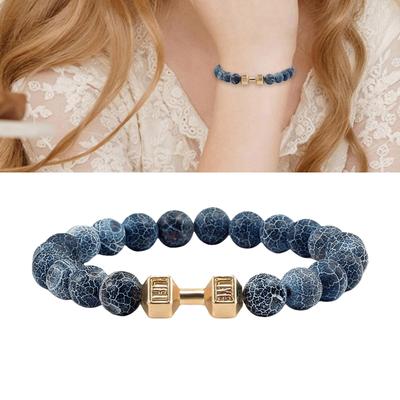 Multipurpose Men's Beaded Bracelet Natural Elegant Lava Stone Dumbbell Charm for Energy and Fitness Jewelry Pieces
