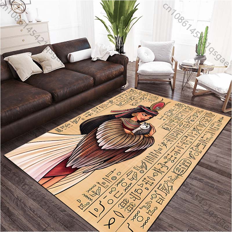 1PC Ancient Egyptian Murals Printed Carpet for Living Room Bedroom Bedside Bathroom Floor Mat Area Rugged Sofa Mat Home Decor