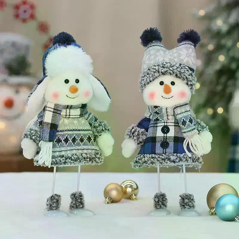 Christmas Decocration Home Toys Happy New Year Gift Xmas Festival Ornament Blue Snowman Dolls