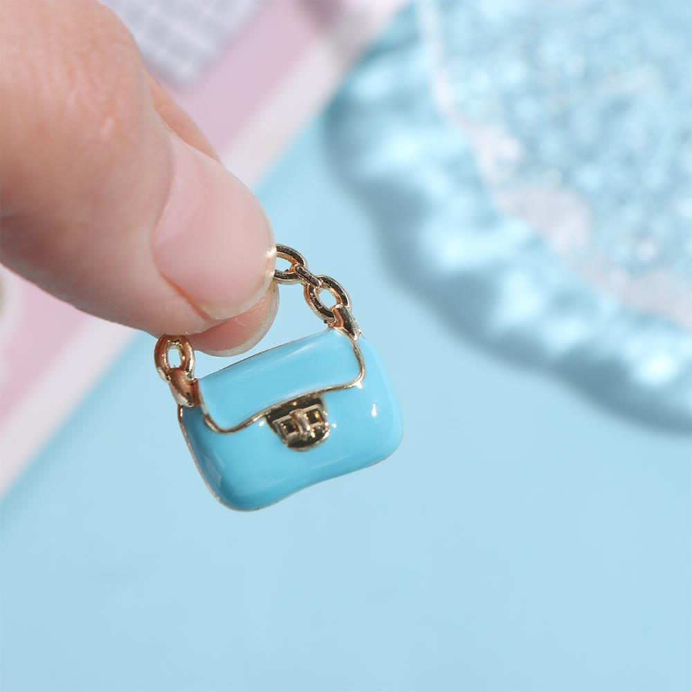 Black/White Dollhouse Miniature Metal Handbag DIY Toy Dollhouse Mini Metal Chain Bag Children