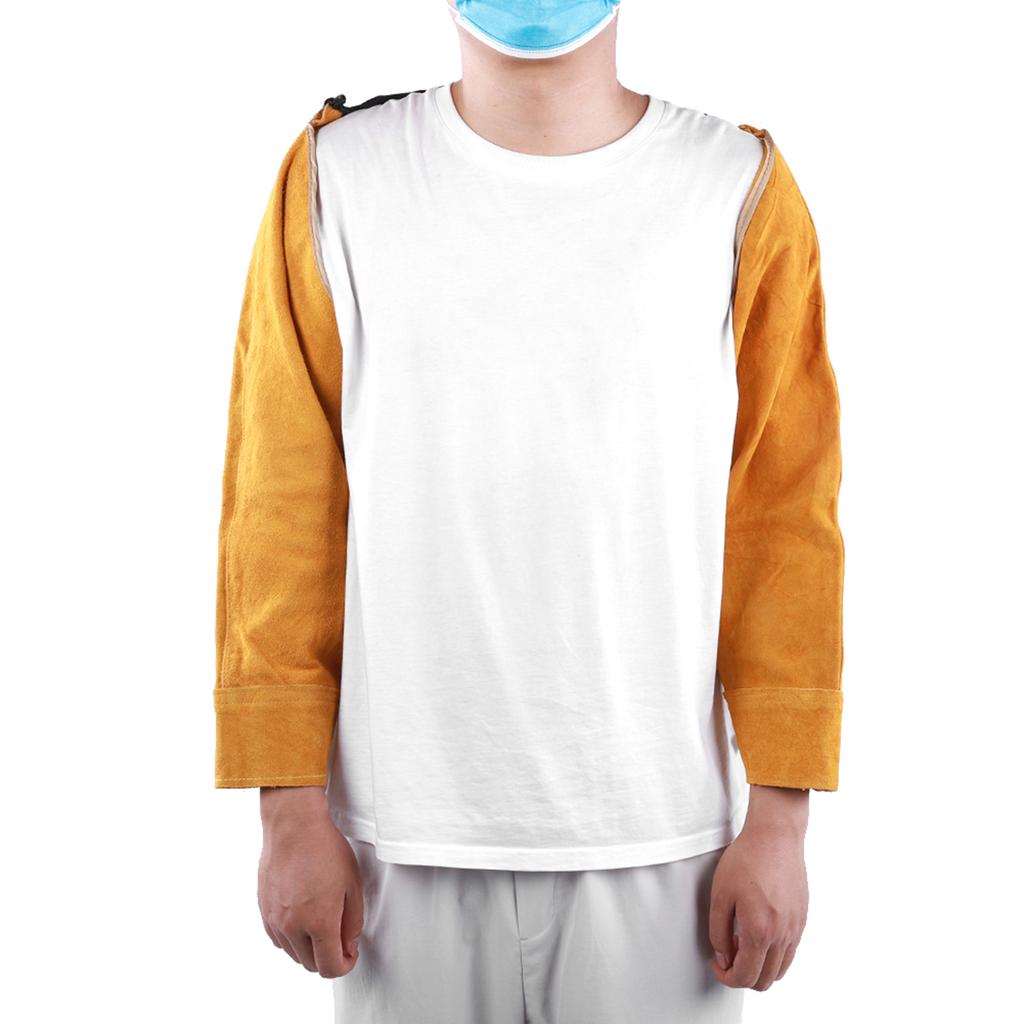 Pair Heat Resistant Welding Sleeve Spark Resistant Protective Cowhide Sleeves for Welder