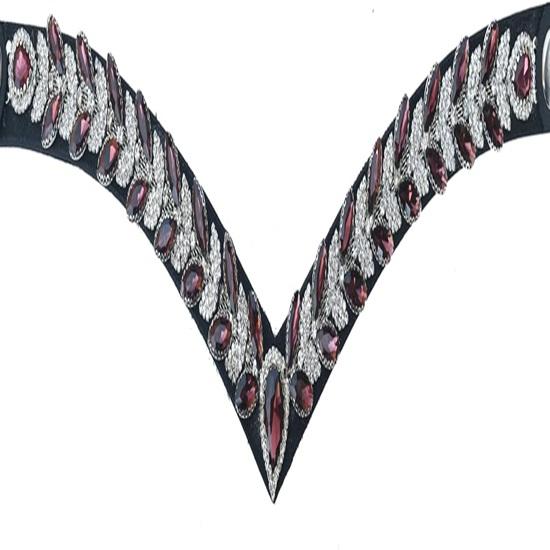 Sparkly V-Shaped Kiara Browband for Bridle Made from Durable Leather.