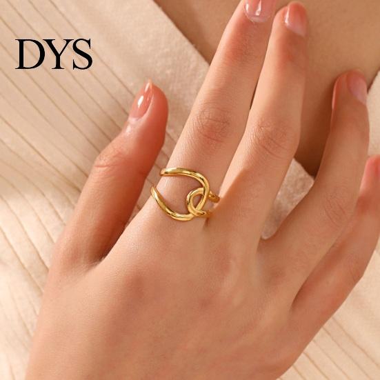 Adjustable Women Ring Open Golden Color Heart Line Cross Leaf Shape Finger Polished Hip Hop Style Paty Club Lady Jewelry