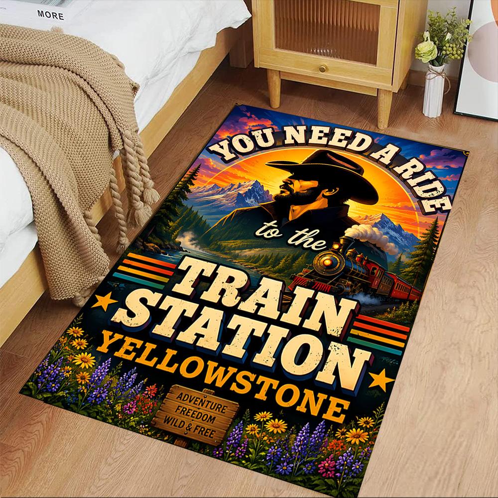 Yellowstone Western Adventure Floor Rug Office Rug Suitable for Living Rooms Entryway Outdoor Study Room Anti-slip Rug Decorate Offices