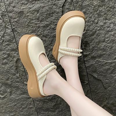 2025 neue Sommer bequeme Plateau Mary Jane Damenschuhe ohne Absatz Taschenkopf Halbschuhe Damen Einzelschuhe Draußen Sandalen