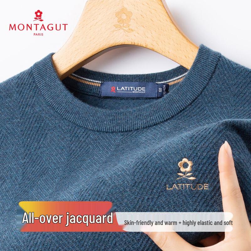

MONTAGUT Men s Full Jacquard Gold Thread Embroidered Knit Sweater 3XL