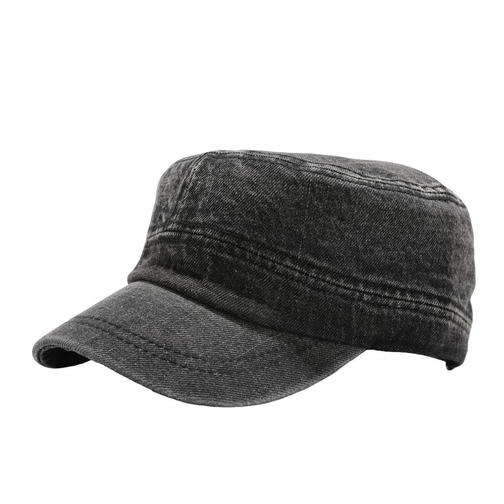 Cappello piatto in denim nero cappello militare retrò cappello equestre stile britannico femminile che mostra il viso berretto da baseball piccolo berretto francese maschile