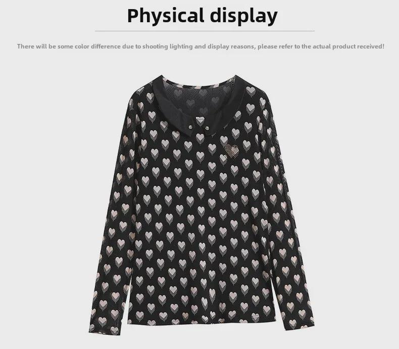 Spring 2023 Printed Collared Tops for Women - Long Sleeve, Plus Size, Middle-Aged Mom's T-Shirts