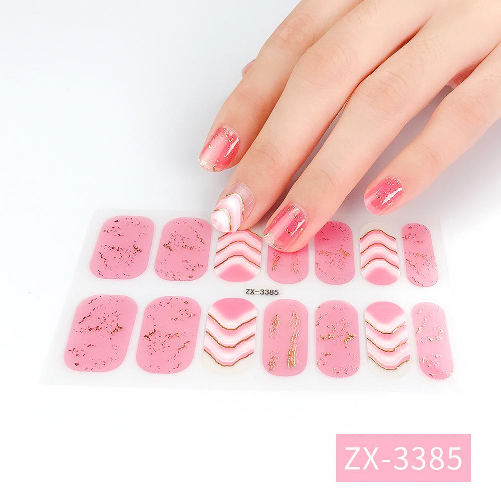 ZX 3D Waterproof No-Cure Gel Nail Wraps, Full Cover Japanese & Korean Style Spring & Summer Nail Stickers, Nail Patch Films
