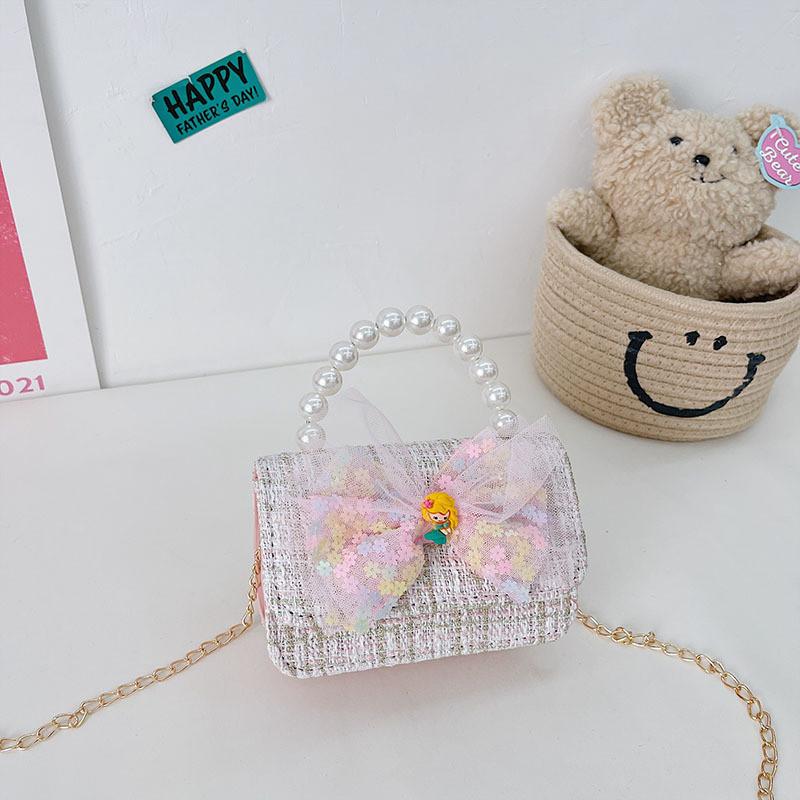 Stylish Kids Crossbody Bag With Bowknot Pearl Detail Charming Chic Design For Little Girls