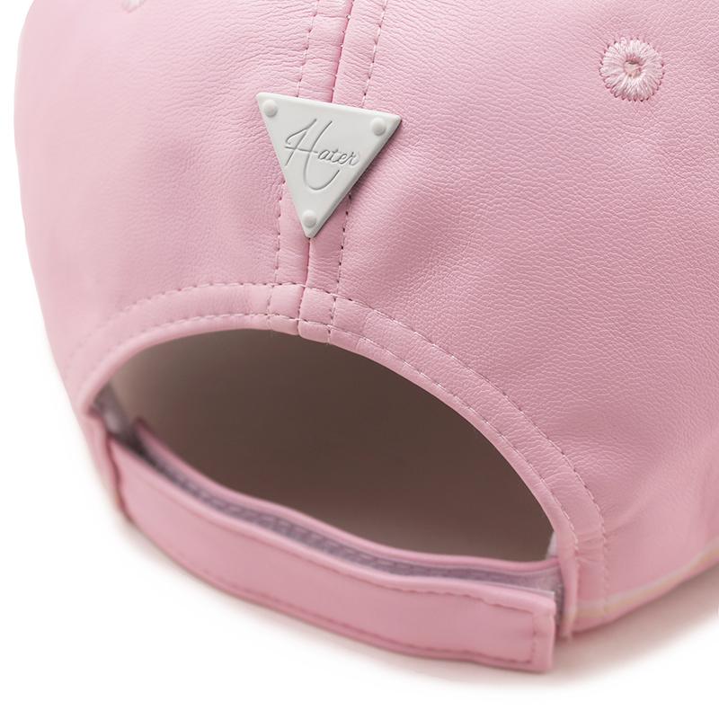 Heiteo Sketch Logo Reflective Line Leather Ball Cap Pink