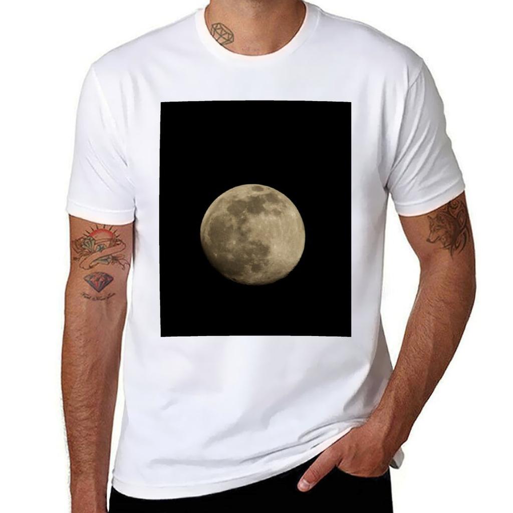 Full Moon At Night Tshirt Minimalist Casual Short Sleeve Top