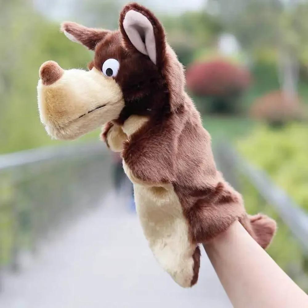 25cm Cute Animals Hand Puppet Plush Fidget Toys Kawaii Stuffed Dolls Lion Elephant Dinosaur Monkey Simulator Game Children Gifts