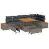 9 Piece Grey Garden Sofa Set with Cushions and Storage