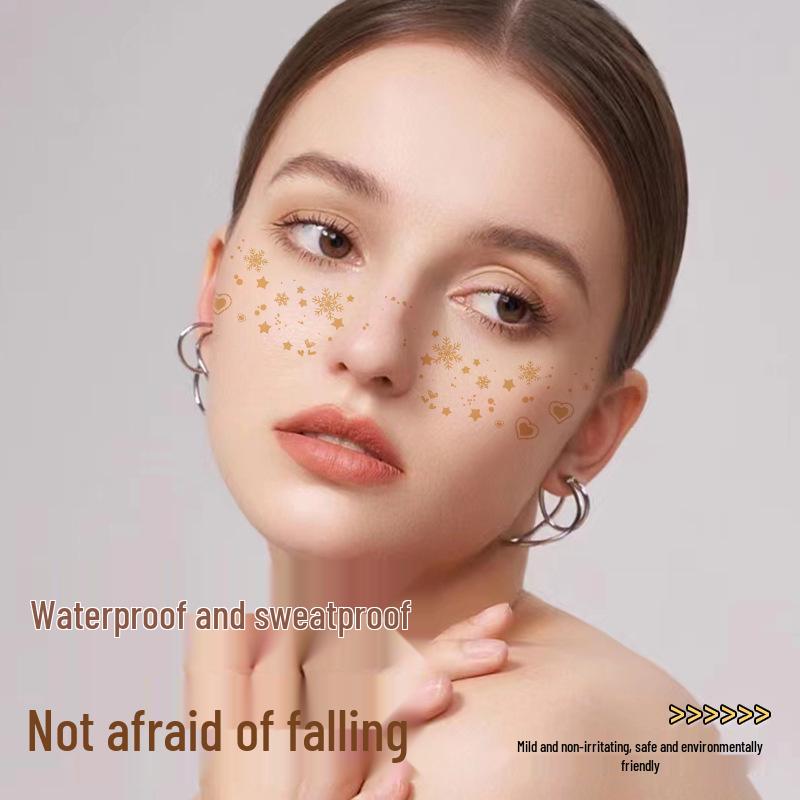 Gold & Silver Glitter Waterproof Christmas Freckle Tattoo Stickers for Party Makeup