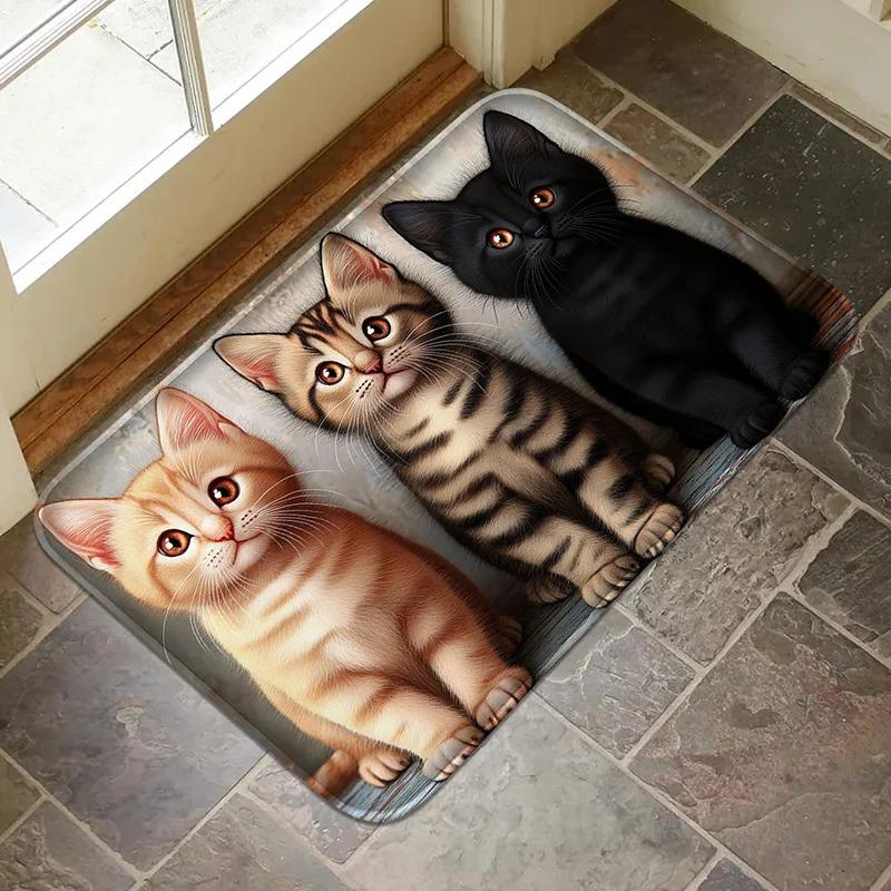 Cute Cat-patterned Doormat Non-slip Entrance Mat Placed At The Entrance A Welcome Doormat Decorated with Kitten Patterns