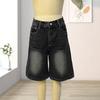 Women's Bermuda Jean Shorts High Waisted Knee Length Baggy Jorts Wide Leg Loose Denim Shorts with Pockets