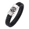 Men's Retro Anchor Leather Bracelet with Magnetic Clasp - Stainless Steel Wristband Accessory