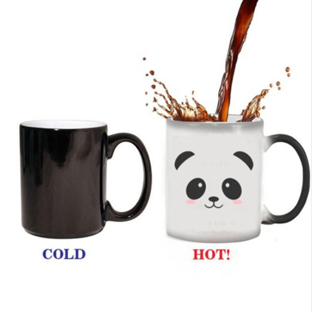 1Pcs Creative Panda Color Changing Ceramic Mug Heat Activated Tea Coffee Mug for Home Office 350Ml Polished Rim Ergonomic Handle other