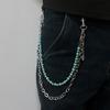 Trendy Blue Cracked Stone Bead Hip Hop Punk Style Keychains For Men Y2K Pants Chain Accesories