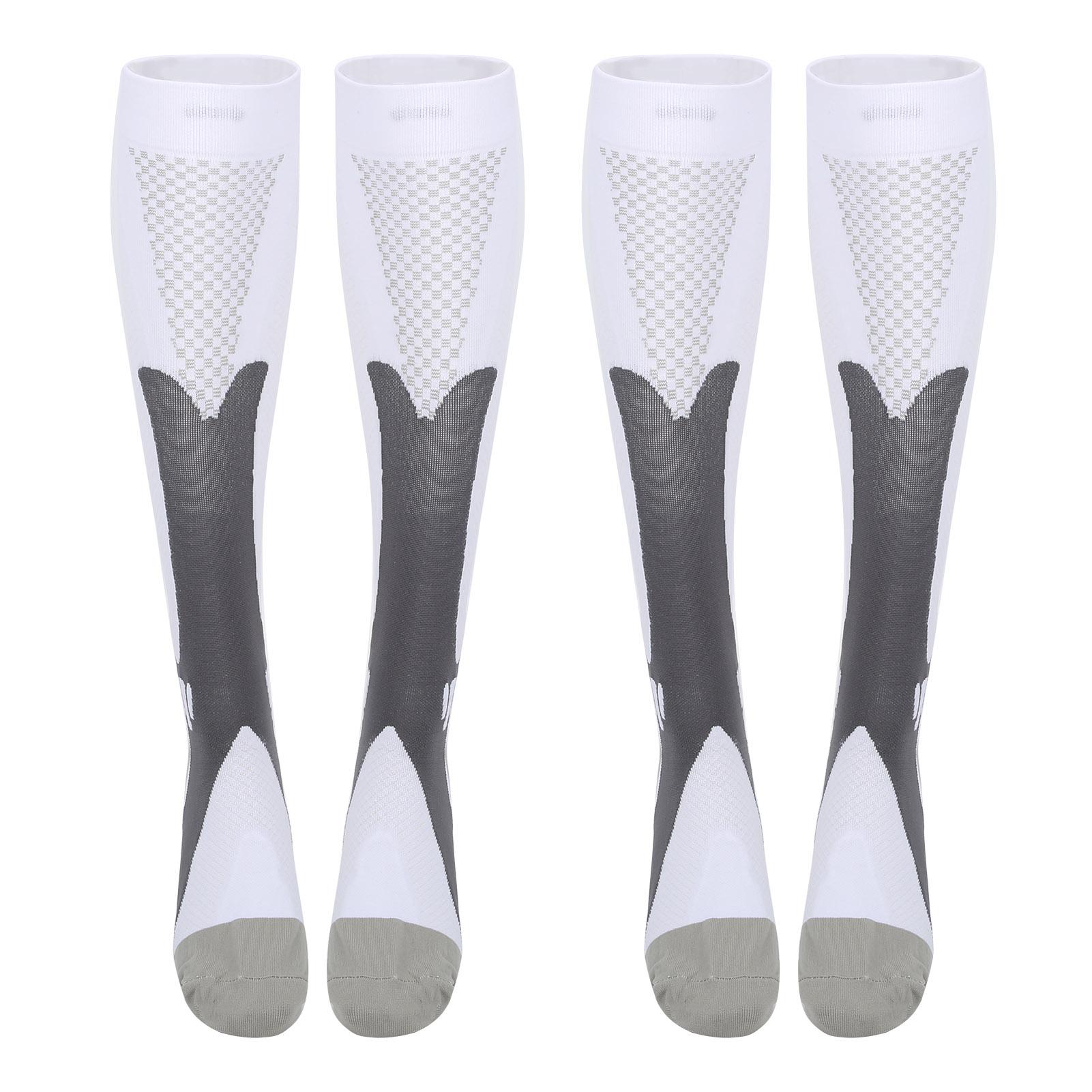 2 Pair Set Outdoor Sports Compression Socks Leg Support Stretch Running Socks Below Knee
