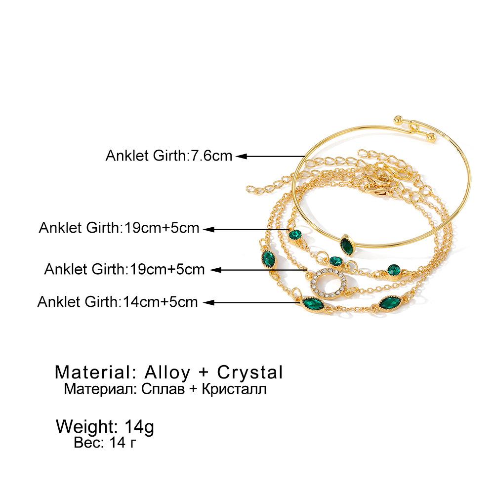 Classic Women's A Gift Green Round Artificial Crystal Stackable Bracelets Suitable For Daily Wear Fashion Jewelry 4pcs/set Of  Accessories