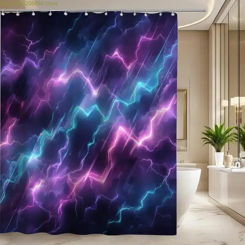 1pc Bathroom Shower Curtain, Futuristic Techno Party, Electronic Music Festival Shower Curtain, Includes 12 Hooks, 180x180cm B