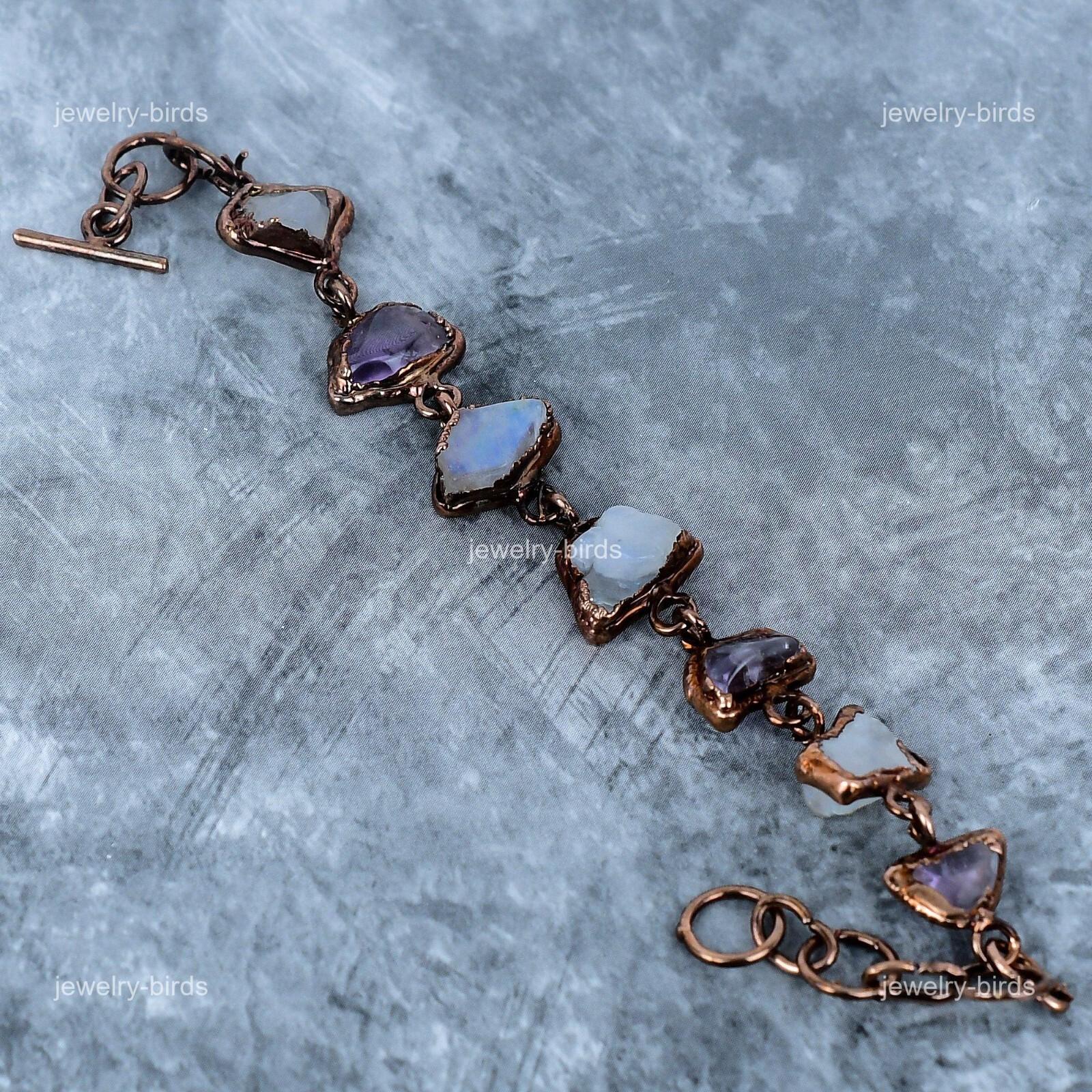 

Лунный камень Самоцвет Гальванопластика Дружба Мама Подарок Браслет Ювелирное изделие Медь VP-124