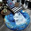 White Wolf Round Area Rug,Carpet Rug for Living Room Bedroom Sofa Playroom Decor,Non-slip Floor Mat