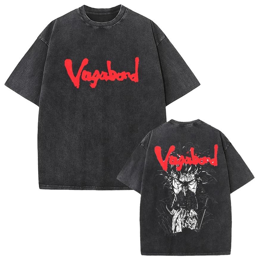 Miyamoto Musashi Samurai "Control Your Anger" Quote Vintage Acid Washed Double Sided Oversized Streetwear Japanese Samurai Graphic T-Shirt Top