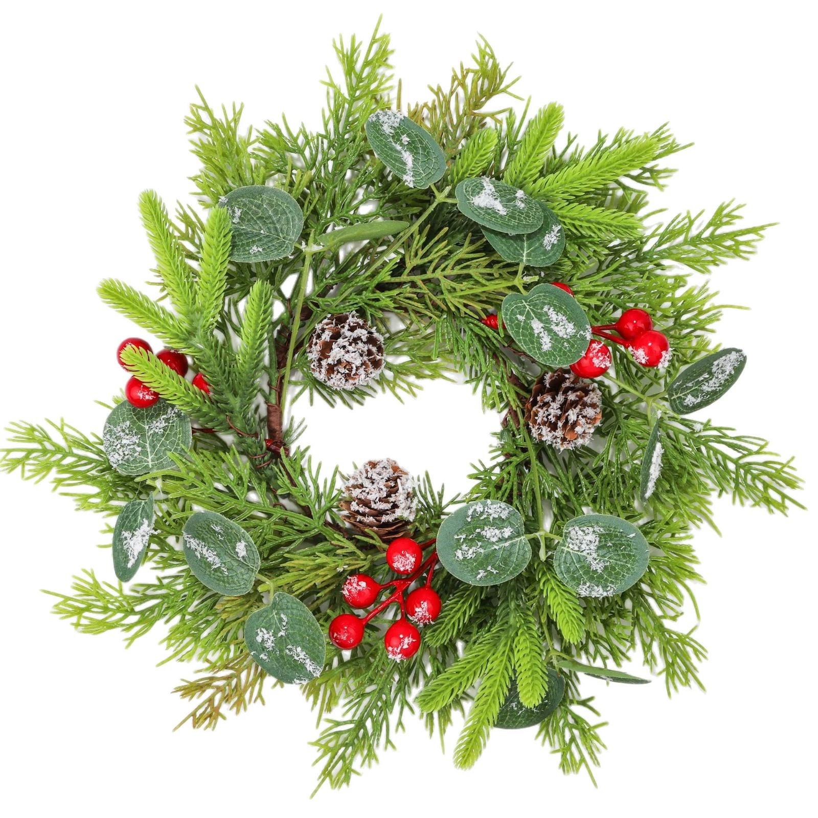 

Christmas decorations wreath 22CM*22CM*5CM window arrangement door hanging field arrangement rattan Christmas ball berry one зелений