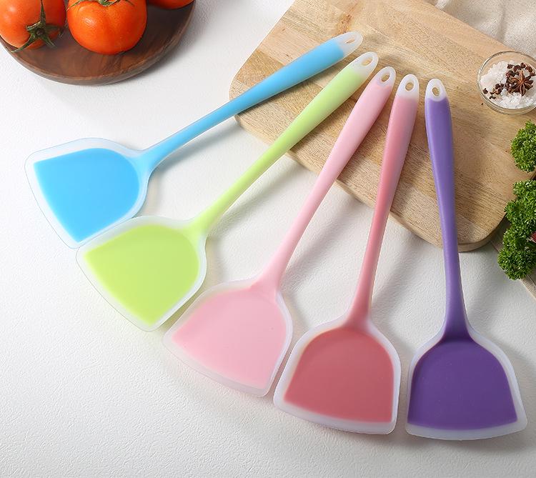 

Полупрозрачная силиконовая лопатка - Нейлоновый кухонный инструмент для приготовления пищи Semi-transparent Chinese Spatula розовый