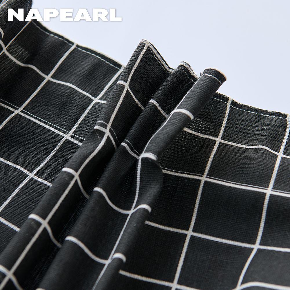 1PC NAPEARL Semi Blackout Simple and Versatile Tassel Edge Decoration Black Color Curtain for Windows Balcony Living Room and Bedroom Home Decor