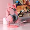 SY-G25 Wired Headphone RGB Lighting Omni-directional Mic Over-Ear Computer Headphone with Cute Cat Ear