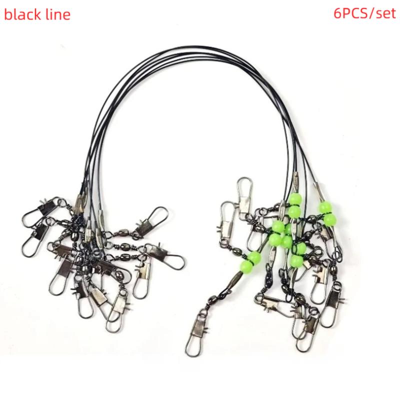 3/6/9Pcs/Lot 20Cm Squid Fishing Leader Rig With Luminous Beads Swivel Snap Connector For Octopus Cuttlefish Sea Saltwater Tackle