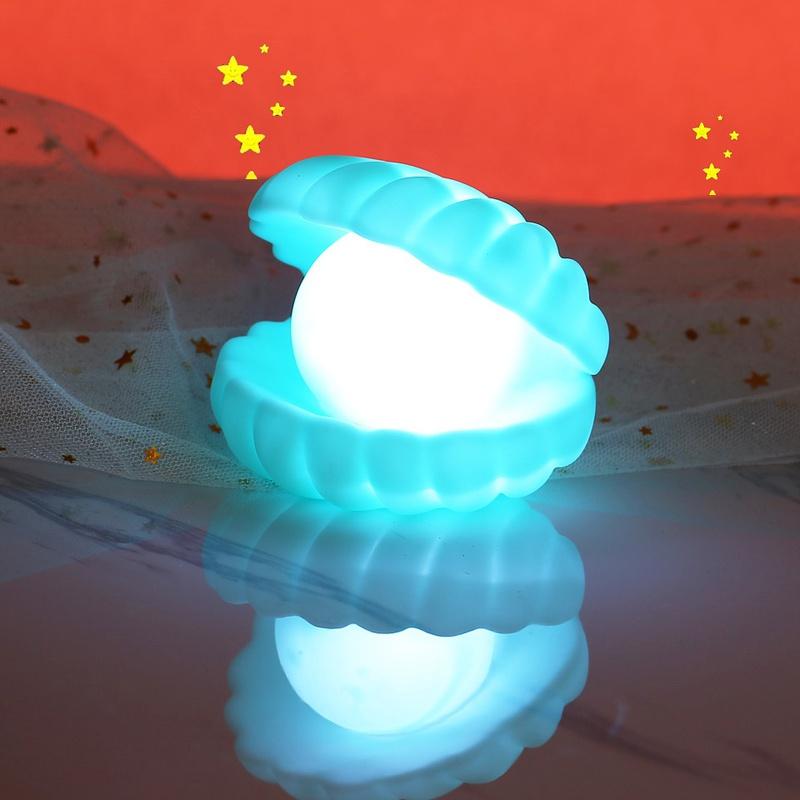 Mini Veilleuses LED Coquille de Perle pour Bébé Enfants Décoration Chambre à Coucher Lampes de Bureau Veilleuse Jouet Cadeaux de Noël pour le Nouvel An
